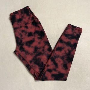 Red & Black High Waisted Tie Dye Leggings